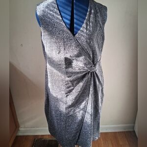 Serra Sparkly Silver Wrap Dress